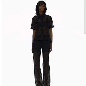 NWT HELMUT LANG SHEER SS BUTTON UP XS